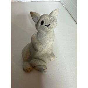 Second Nature Design Quarry Critters Carla Winking Cat Figurine Gray Stone 2000